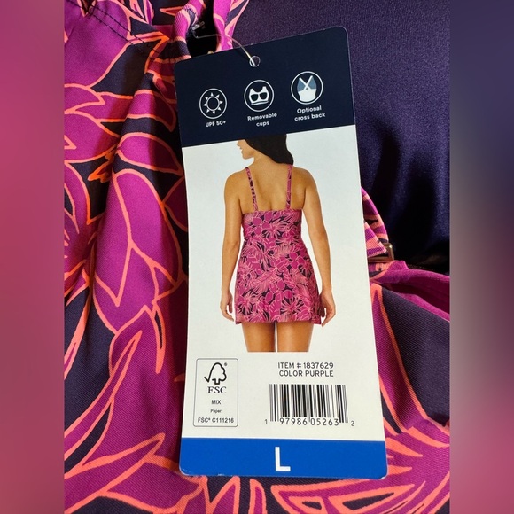 Lands End Tulip Wrap Print Swim Dress L - Picture 10 of 12